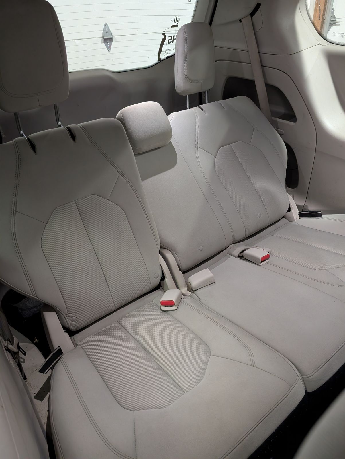 SUV rear bench seats deep cleaned during a full inside and out detailing service in Licking County, Ohio