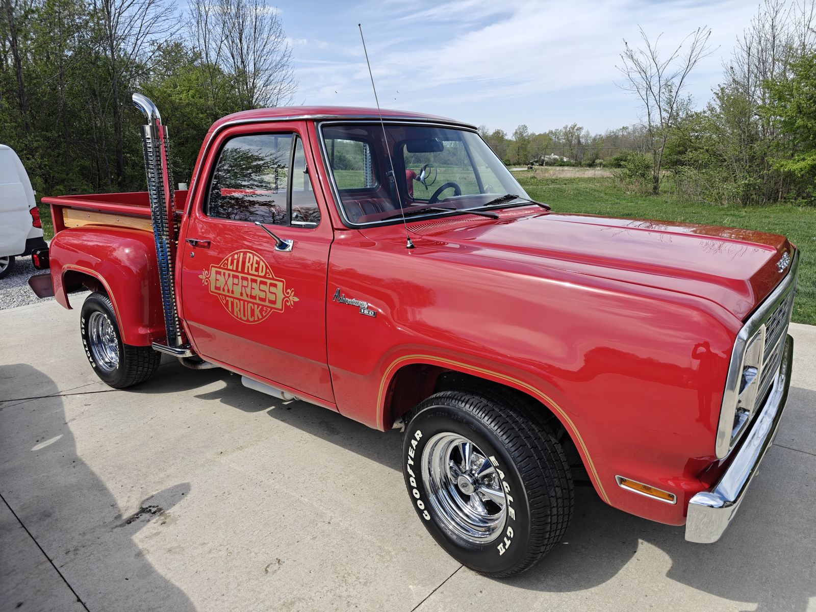 Classic red Dodge Li'l Red Express pickup truck detailed and gleaming in Newark, Ohio