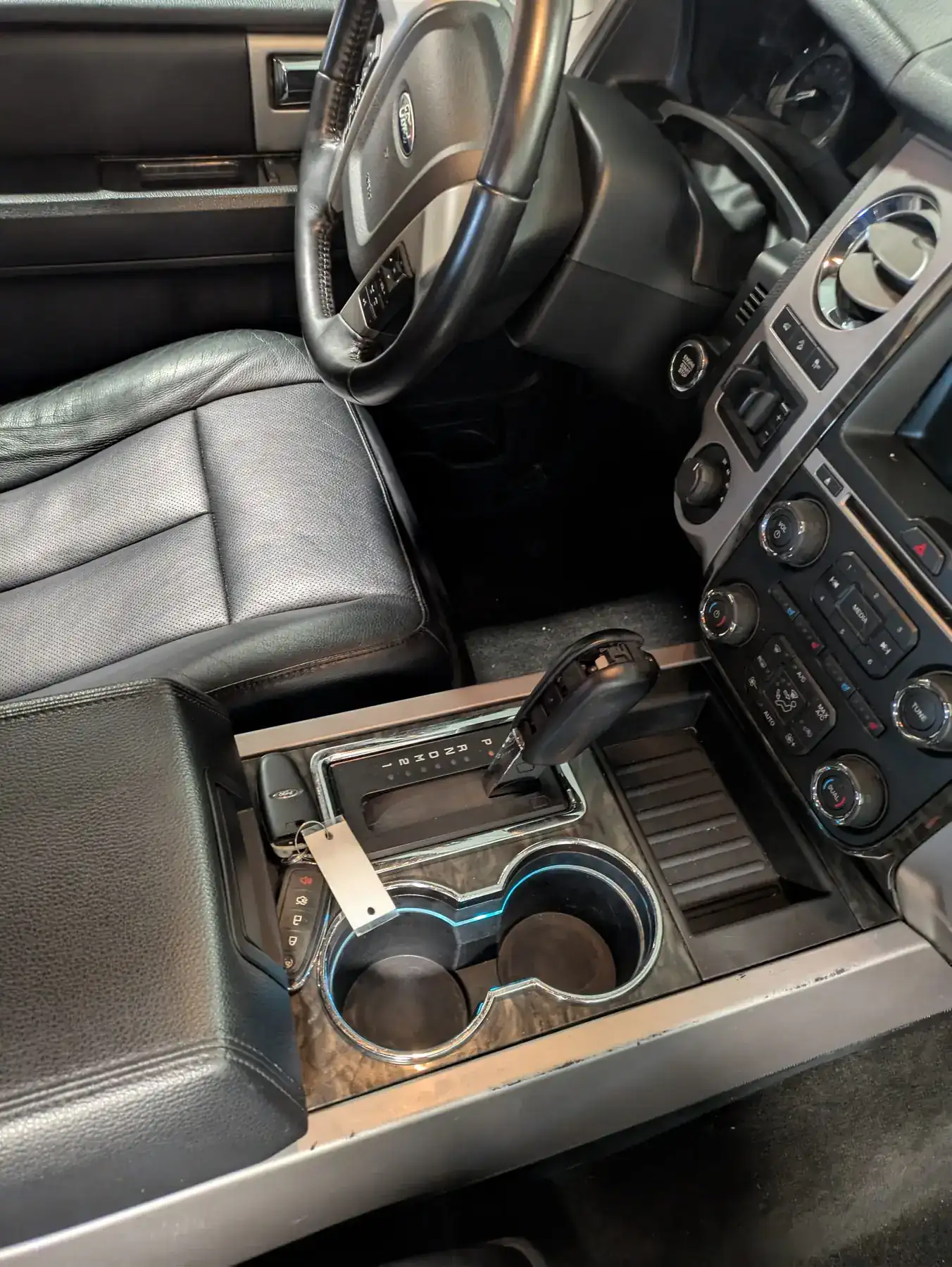 Truck center console and dash cleaned during a JMIDS mobile interior detail in Newark, Ohio
